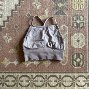 lululemon high neck/long line sports bra in nude/pink-ish color